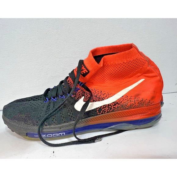 Nike Zoom All Out Flyknit Men's 8 Black orange 844134-008 Running‎ Trainers - Picture 3 of 5